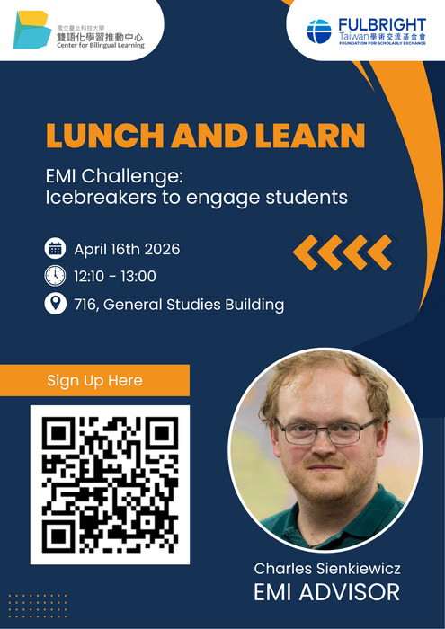 【轉知】國立臺北科技大學雙語化學習推動中心辦理「Lunch and Learn: EMI Challenge Series-Let’s Find Solutions#2」活動圖片